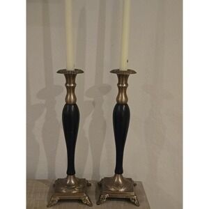 Vintage Pair Gatco Brass/Lacquered 14.75 Candle Holders For Tapers